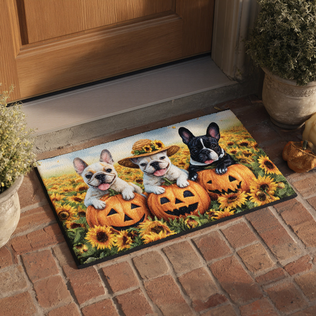 Sunflower French Bulldog Doormat Halloween Decorations Gift Ideas For Bulldog Lovers
