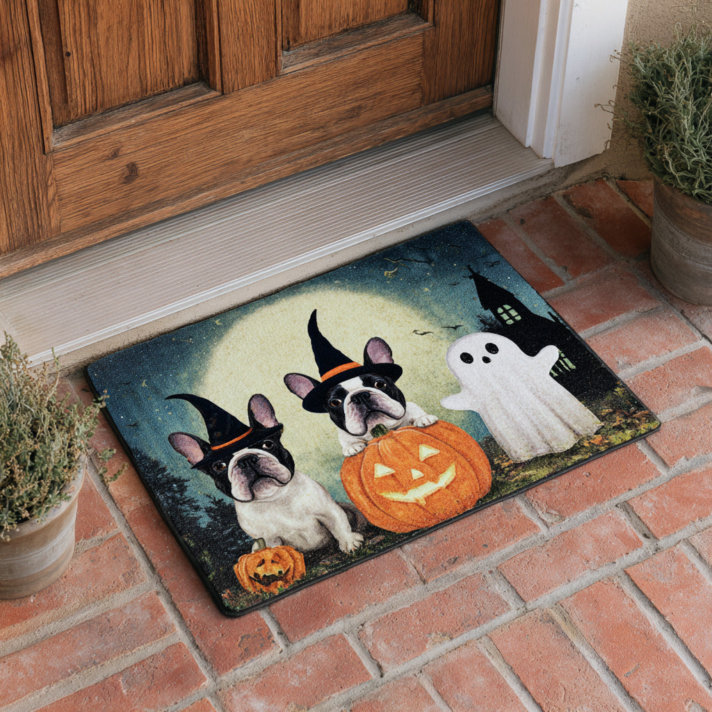 Spooky French Bulldog Doormat Creepy Halloween House Decorations Cute Gifts For Dog Lovers