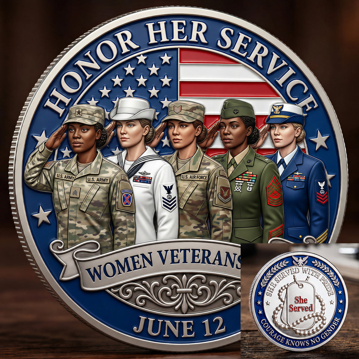 Full Branchs Women Veterans Day Commemorative Coin - Foxy23shop