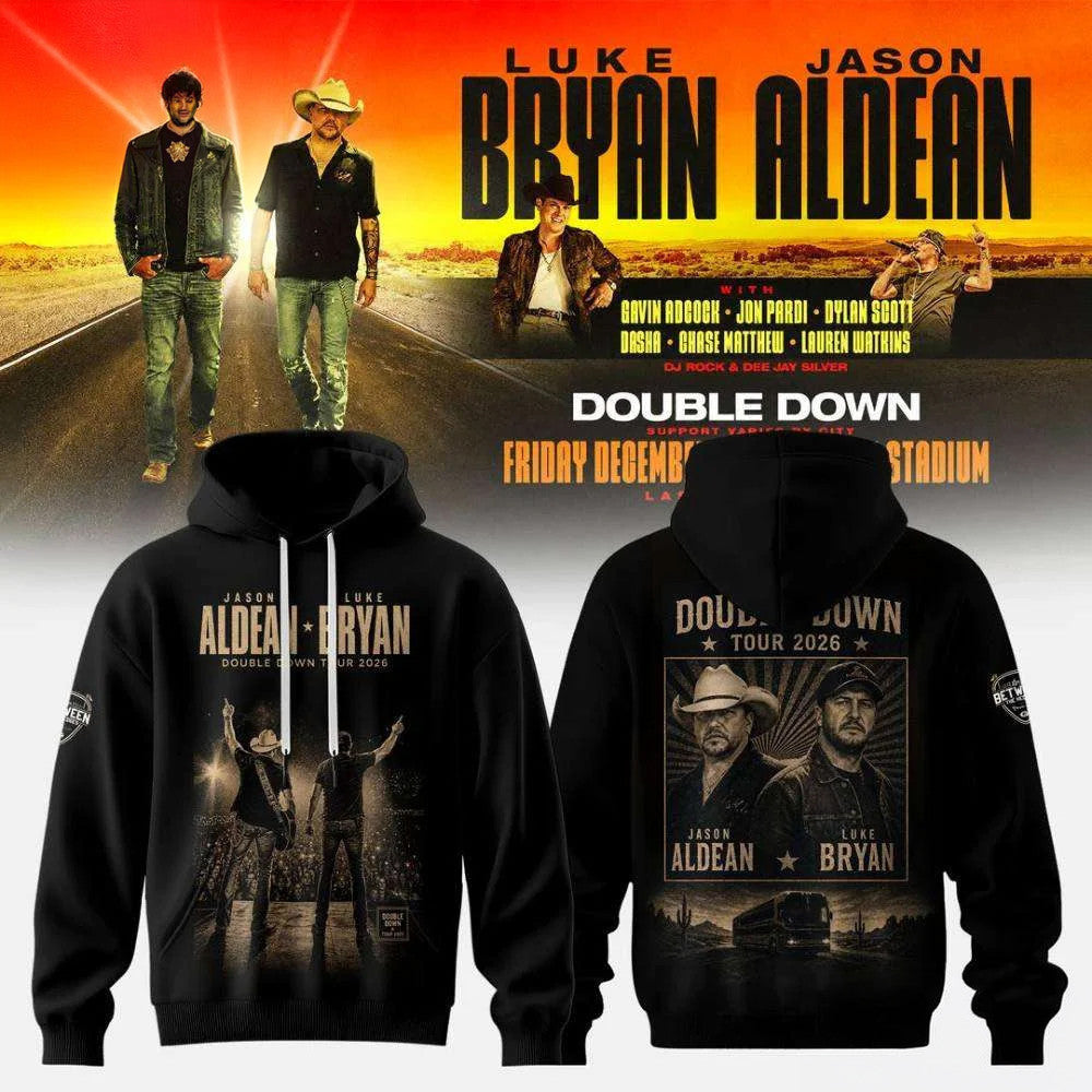 Luke Bryan & Jason Aldean Double Down Tour 2026 Hoodie Music Lover Gift For Brother - Foxy23shop