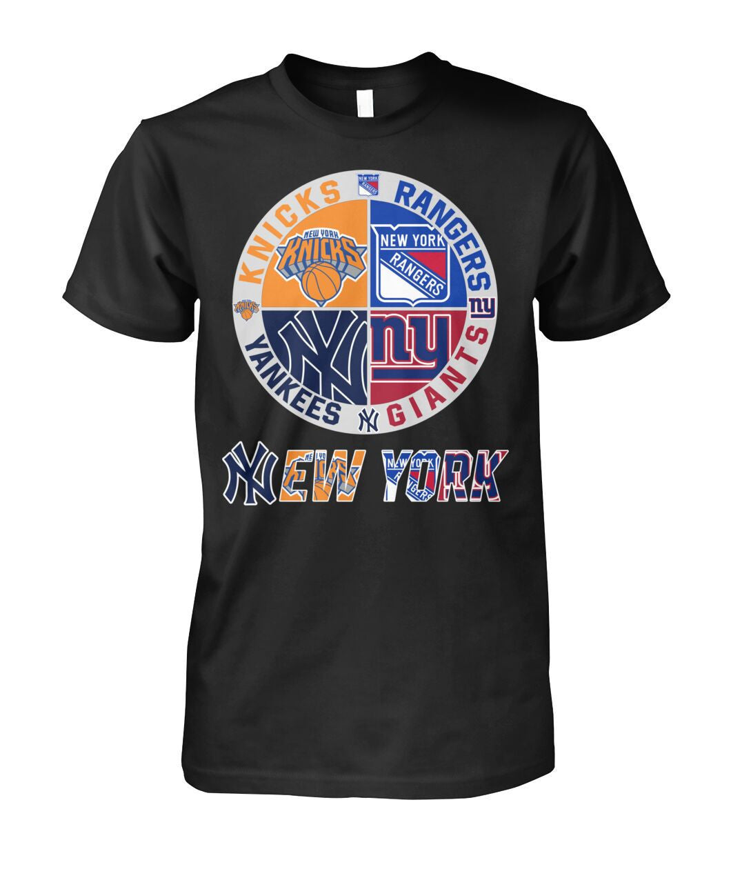 Knicks Rangers Yankees Giants Sport T-Shirt New York Sports Team Mashup Logo Apparel
