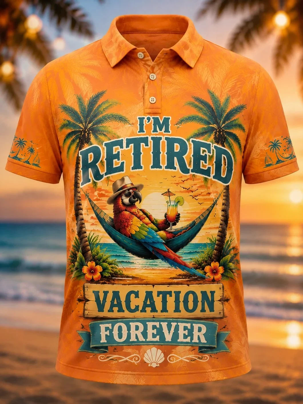 Jimmy Buffett Merch I'm Retired Vacation Forever Polo Shirt Unique Gift For Parrot Heads - Foxy23shop