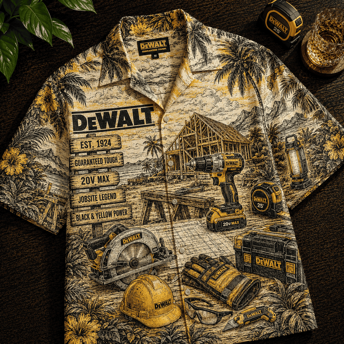 Dewalt Guaranteed Tough 20v Max Hawaiian Shirt Dewalt Tools Merch Gift For Tools Fans - Foxy23shop