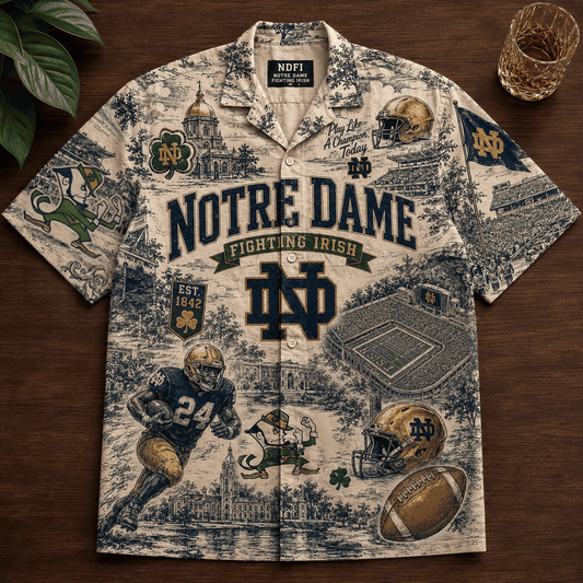 Notre Dame Fighting Irish Football Hawaiian Shirt Notre Dame Aloha Shirt Gift For Him - Foxy23shop