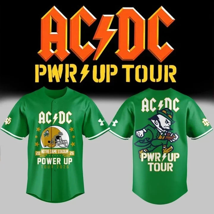 ACDC x Notre Dame Football Jersey ACDC Power Up Tour Shirt Fans Gear - Foxy23shop