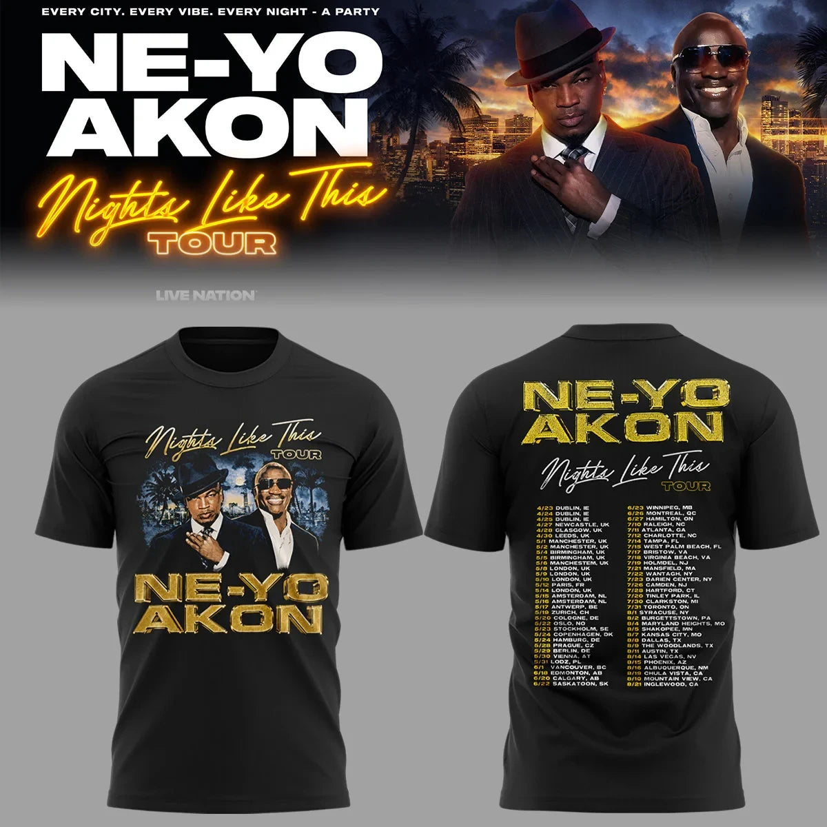 Ne Yo And Akon Merch Beautiful Day 2026 Tour Shirt Streetwear Gift For Music Lovers - Foxy23shop