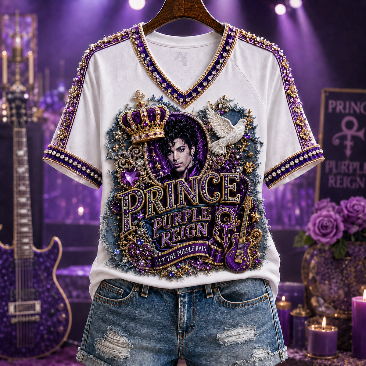 Prince Merch Purple Reign V-Neck Shirt Prince Music Lover Gift Ideas - Foxy23shop
