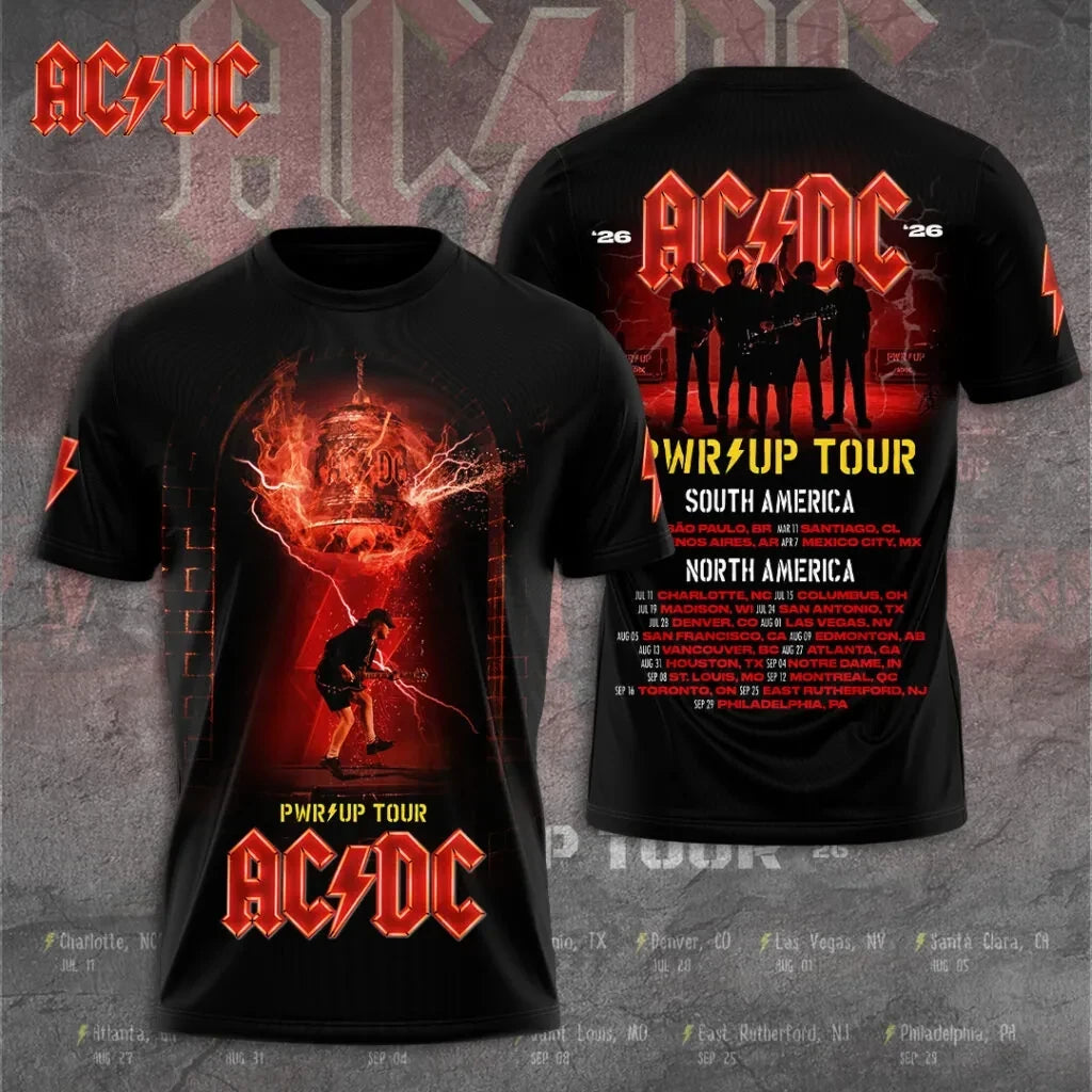 ACDC Merch PWR Up World Tour 2026 T-Shirt ACDC Music Concert Tee Music Lover Gift - Foxy23shop