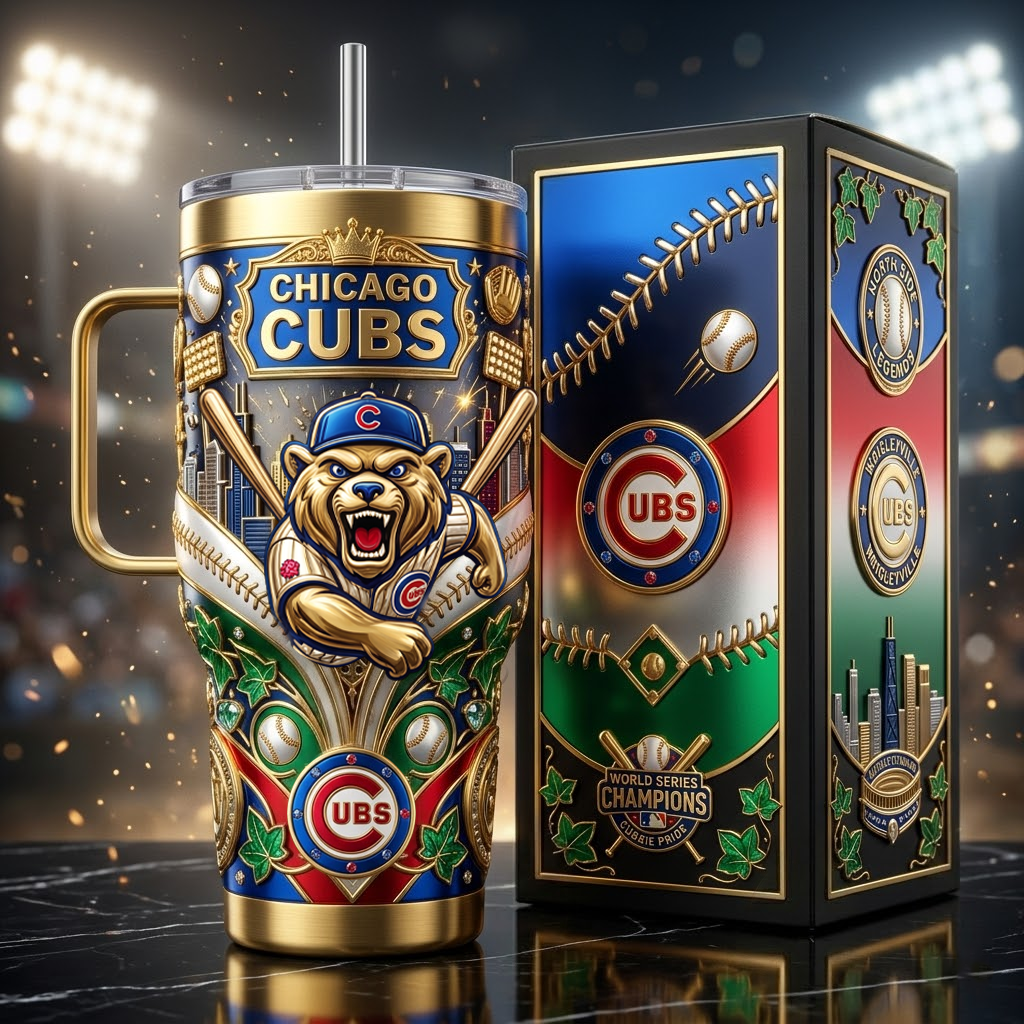 Chicago Cubs Merch World Series Champions Cubbie Pride Handle Tumbler Cubs Baseball Fans Gift - Foxy23shop