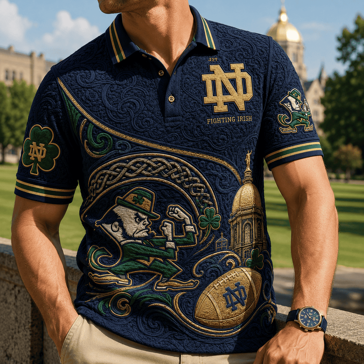 Notre Dame Fighting Irish Football Polo Shirt Notre Dame Merch Gift For Fans - Foxy23shop