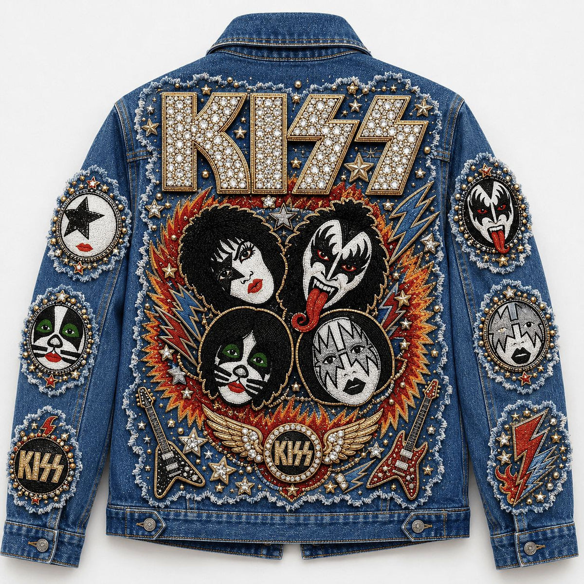 Kiss Band Rock Members Denim Jacket Kiss Merch Gift For Music Fans - Foxy23shop