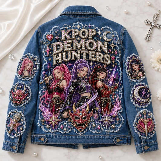 Kpop Demon Hunters Denim Jacket Kpop Demon Hunters Merch Gift For Music Lovers - Foxy23shop