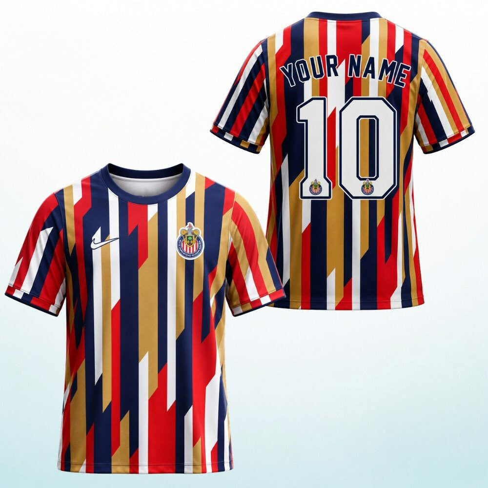 Personalized C.D. Guadalajara Chivas 26 27 Pre Match Jersey Shirt Soccer Graphic Tee - Foxy23shop