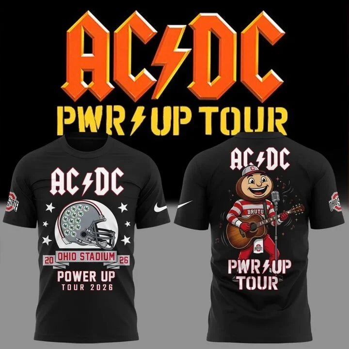 ACDC x Ohio State Buckeyes Football Power Up Tour 2026 T-Shirt Best Gift For ACDC Music Fans - Foxy23shop