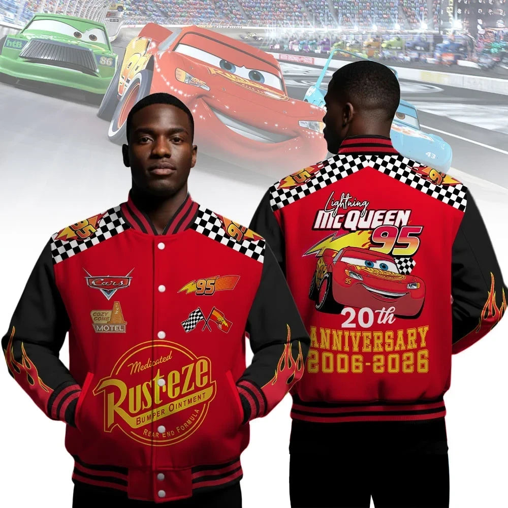 Cars Lightning Mcqueen 20th Anniversary Baseball Jacket Lightning Mcqueen Merch Gift Ideas - Foxy23shop