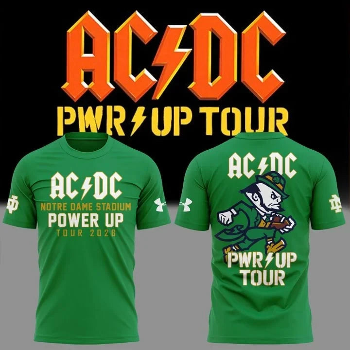 ACDC X Notre Dame Football Power Up Tour 2026 T-Shirt Best Present For ACDC Music Lovers - Foxy23shop