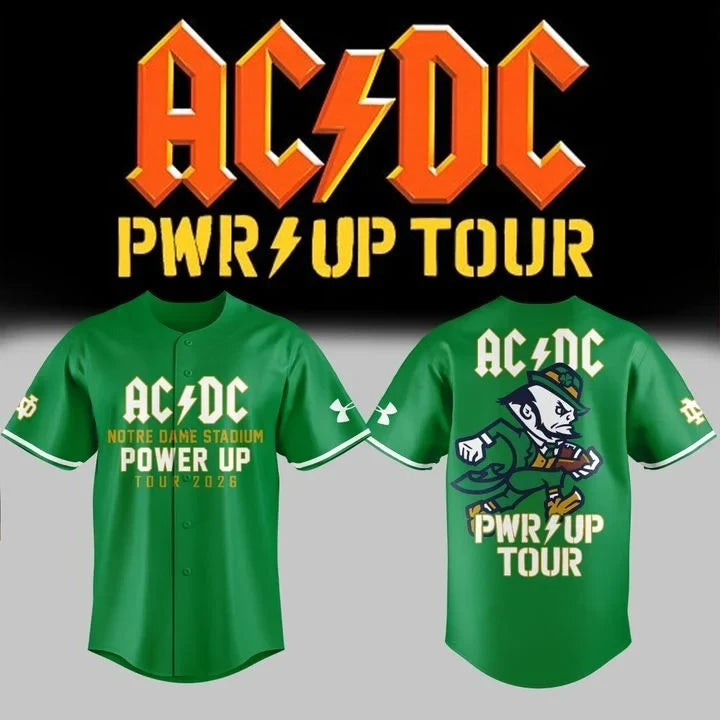 ACDC Merch X Notre Dame Fighting Irish Pwr Up Tour Jersey Best Gift For Brother - Foxy23shop