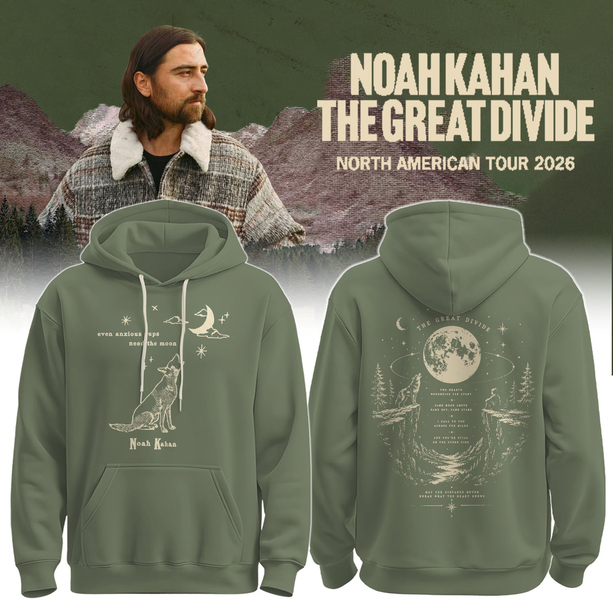 Noah Kahan Merch The Great Divide North American Tour 2026 Hoodie Great Gift For Music Lovers - Foxy23shop