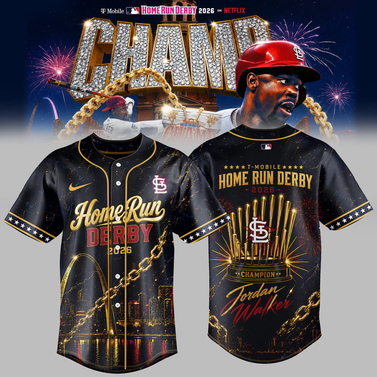 Jordan Walker Merch 2026 Home Run Derby Champion Jersey St Louis Cardinals Clothes Fan Gears - Foxy23shop