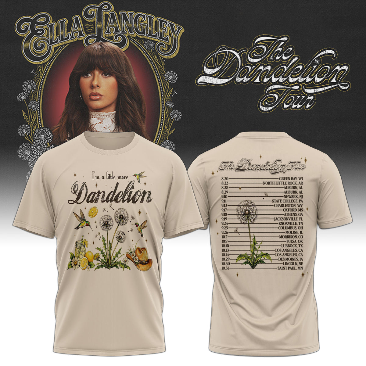 Ella Langley The Dandelion 2026 Tour Dates T-Shirt Ella Langley Clothes Best Gift For Brother - Foxy23shop