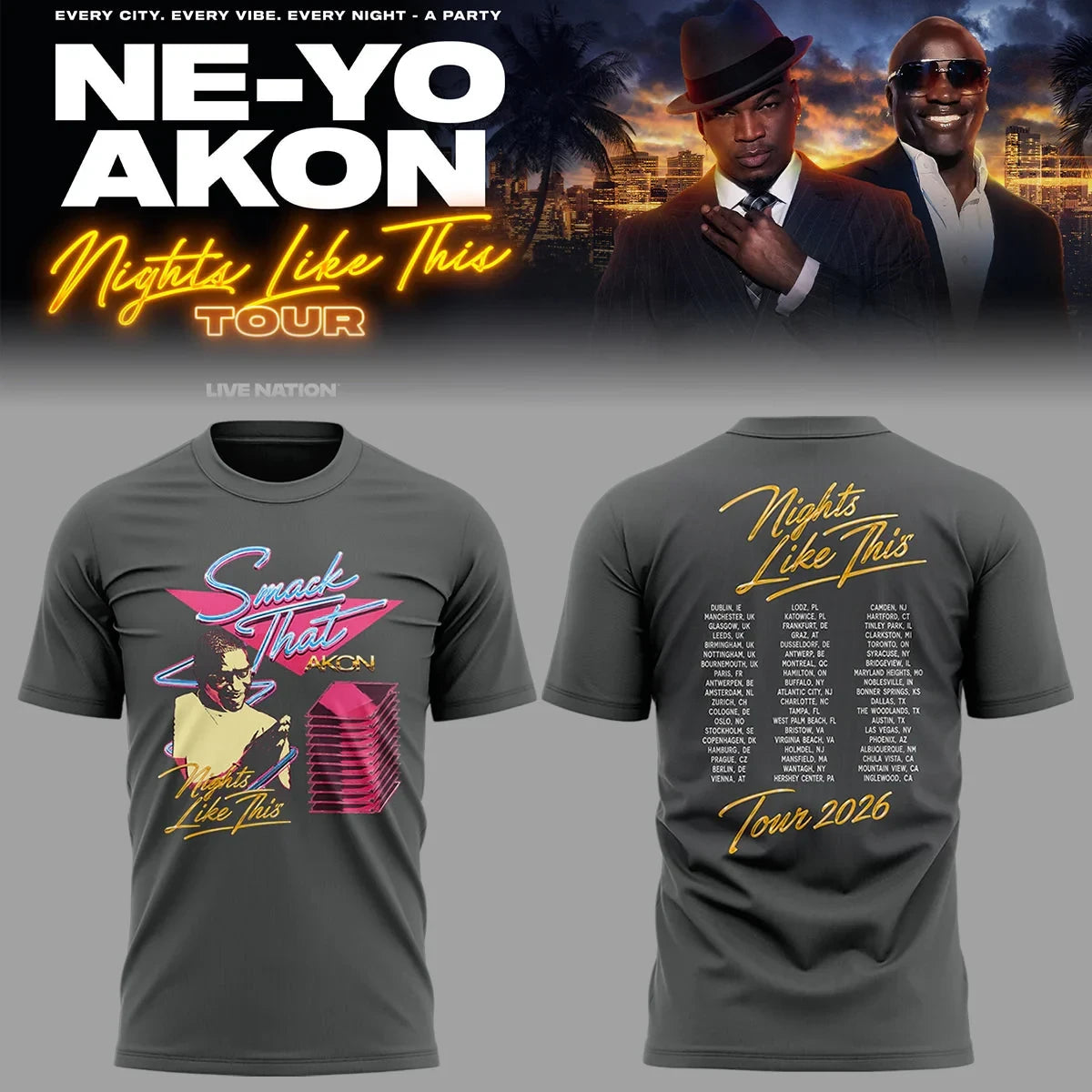 Ne Yo And Akon Merch Beautiful Day 2026 Tour T-Shirt Best Gift For Brother - Foxy23shop