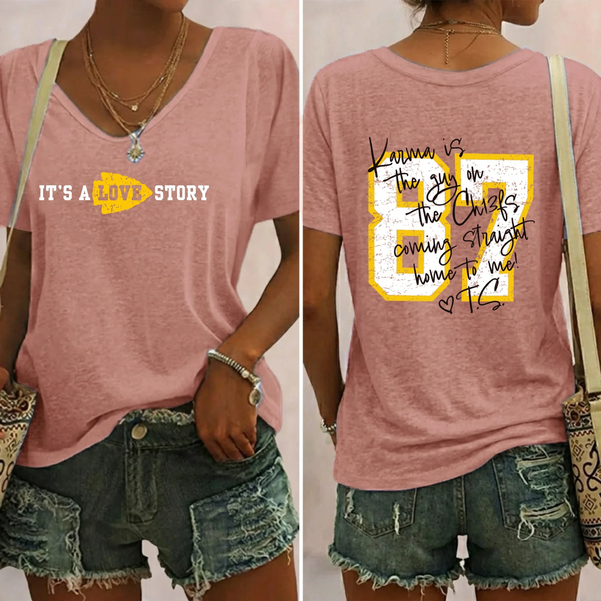 Taylor And Travis Love Story V-Neck Shirt Taylor Swift Clothes Cool Gift For Music Fans - Foxy23shop