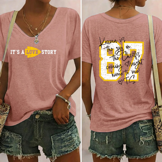 Taylor And Travis Love Story V-Neck Shirt Taylor Swift Clothes Cool Gift For Music Fans - Foxy23shop