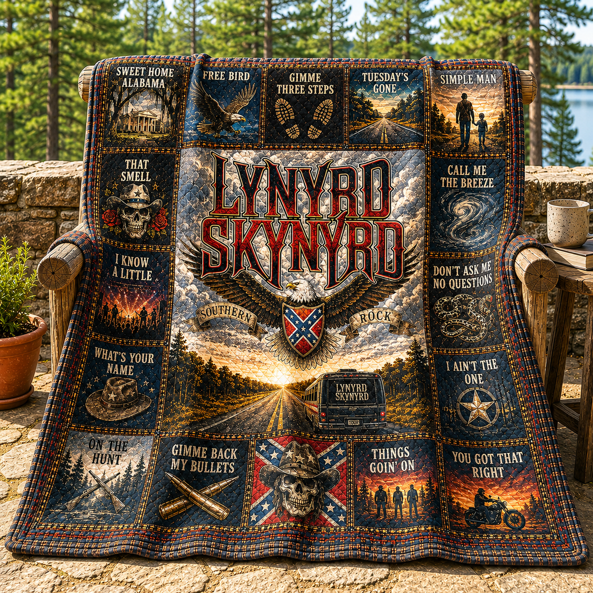 Lynyrd Skynyrd Southern Rock Quilt Blanket Modern House Decor Lynyrd Skynyrd Lover Gift Ideas - Foxy23shop