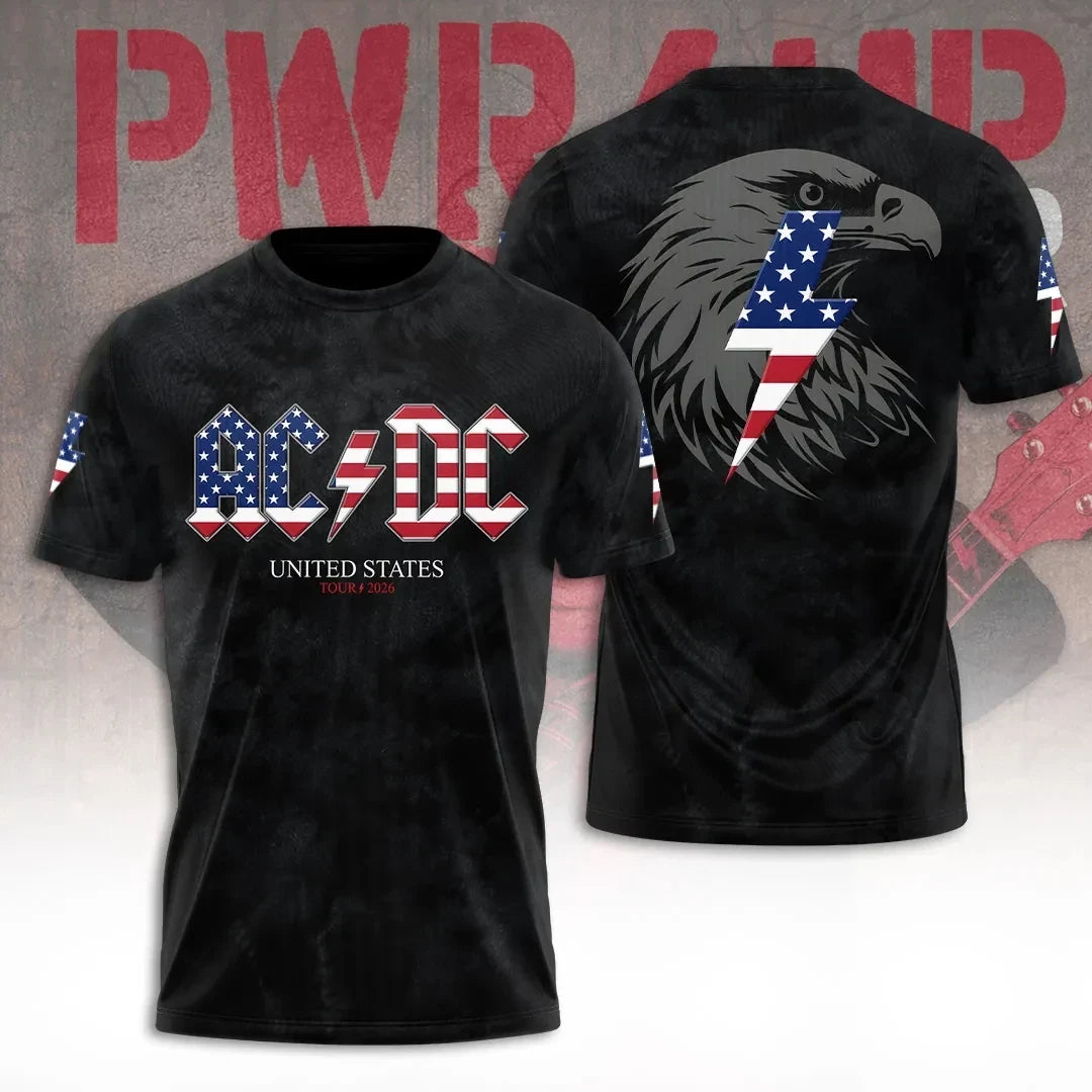 AC DC USA Pwr Up Tour 2026 T-Shirt AC DC Clothes Music Lover Present Ideas - Foxy23shop