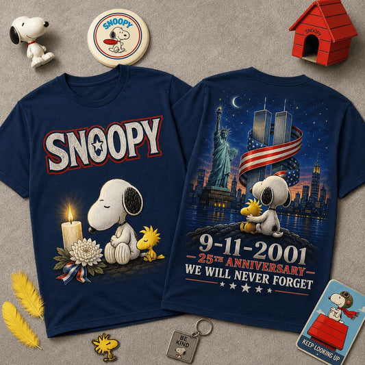 Snoopy 9 11 Memorial 25th Anniversary 2026 T-Shirt 911 Memorial Tee Best Gift Ideas - Foxy23shop