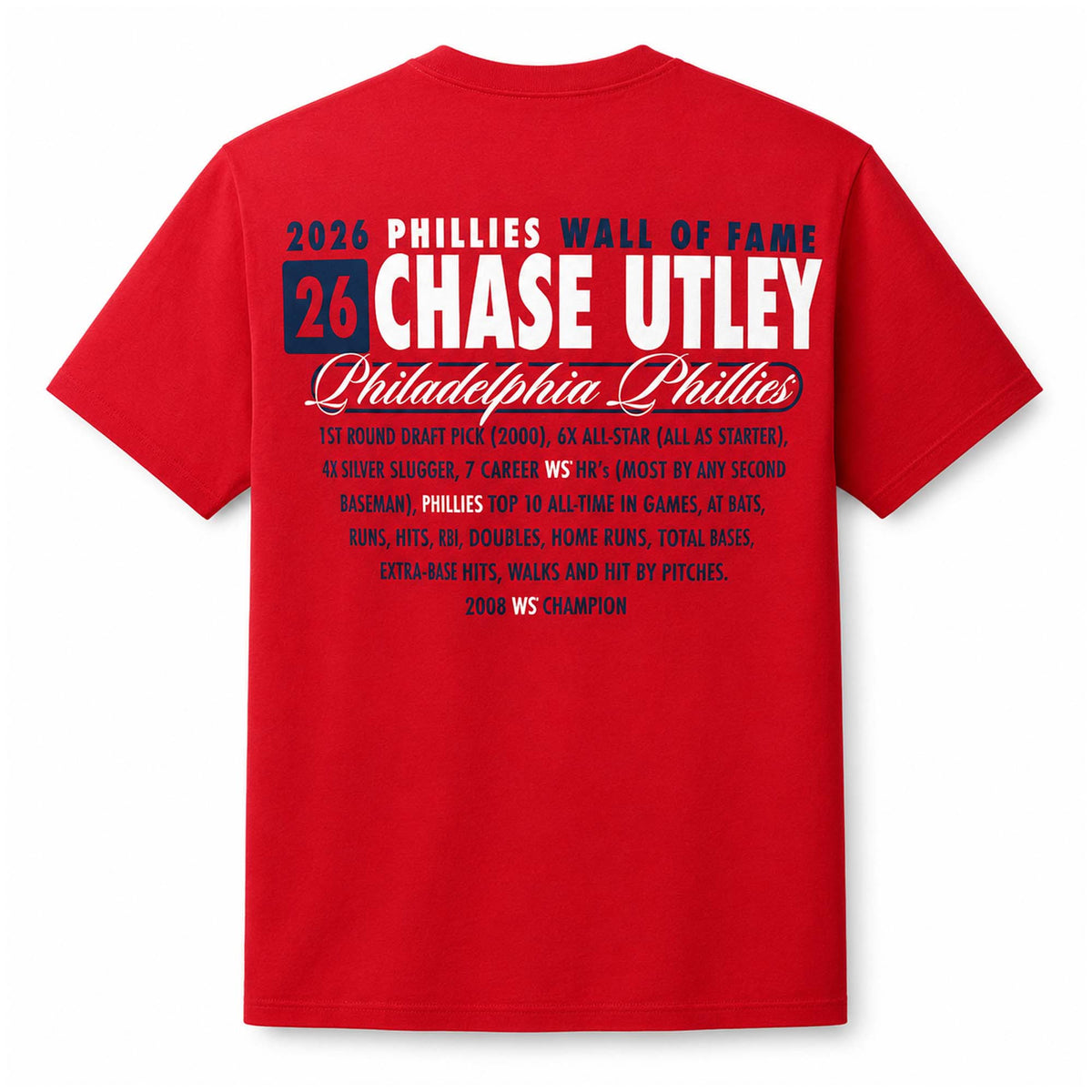 Philadelphia Phillies Wall Of Fame 26 Chase Utley T-Shirt Philadelphia Phillies Merch Best Fan Gears - Foxy23shop