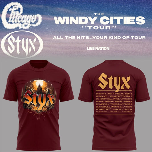 Styx Merch The Windy Cities Tour T-Shirt Best Gift For Music Lovers - Foxy23shop