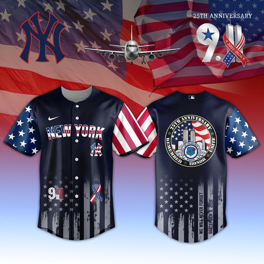 New York Yankees X 911 25th Anniversary 2001 2026 Baseball Jersey Unique Gifts For Men - Foxy23shop