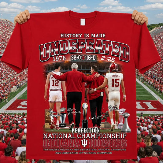 Indiana Hoosiers Merch History Is Made Undefeated National Championship T-Shirt Gift For Fan - Foxy23shop