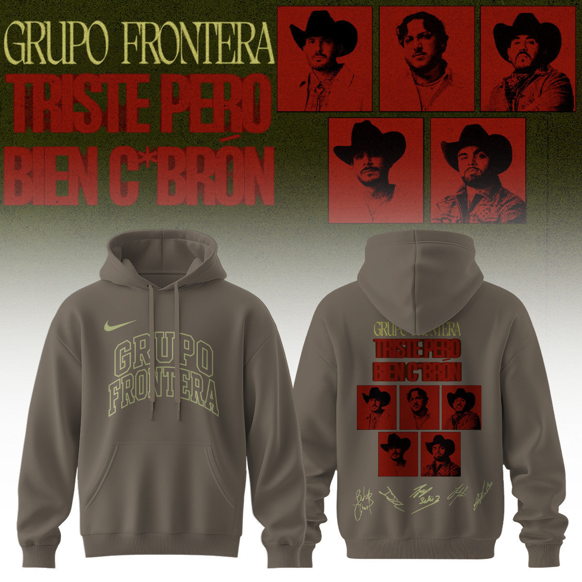 Grupo Frontera Merch Triste Pero Bien Cabron Tour Hoodie Grupo Frontera Hooded Sweatshirt Fan Gifts - Foxy23shop