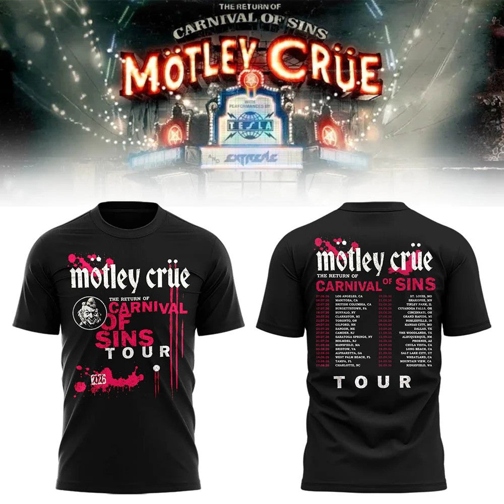 Motley Crue Merch The Return Of The Carnival Of Sins Tour Shirt Motley Crue Music Apparel - Foxy23shop