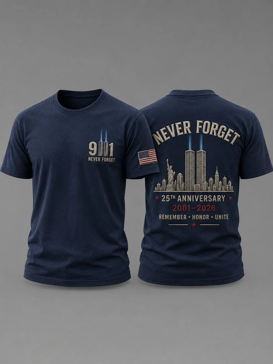 911 25Th Anniversary Never Forget Shirt September 11th 2001 Tee Patriotic Gifts - Foxy23shop