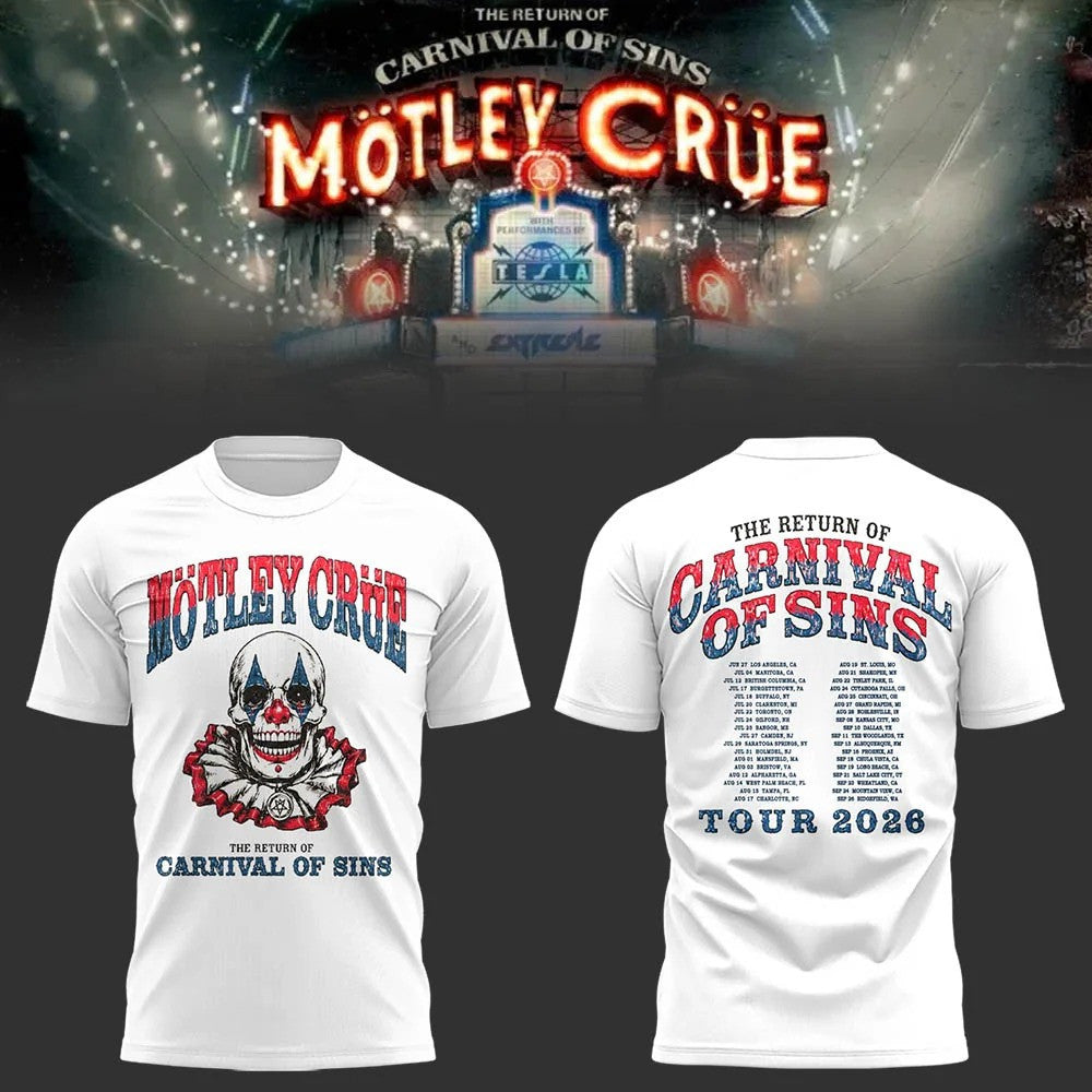 Motley Crue Merch The Return Of the Carnival Of Sins 2026 Tour Shirt Motley Crue Music Concert Tee - Foxy23shop