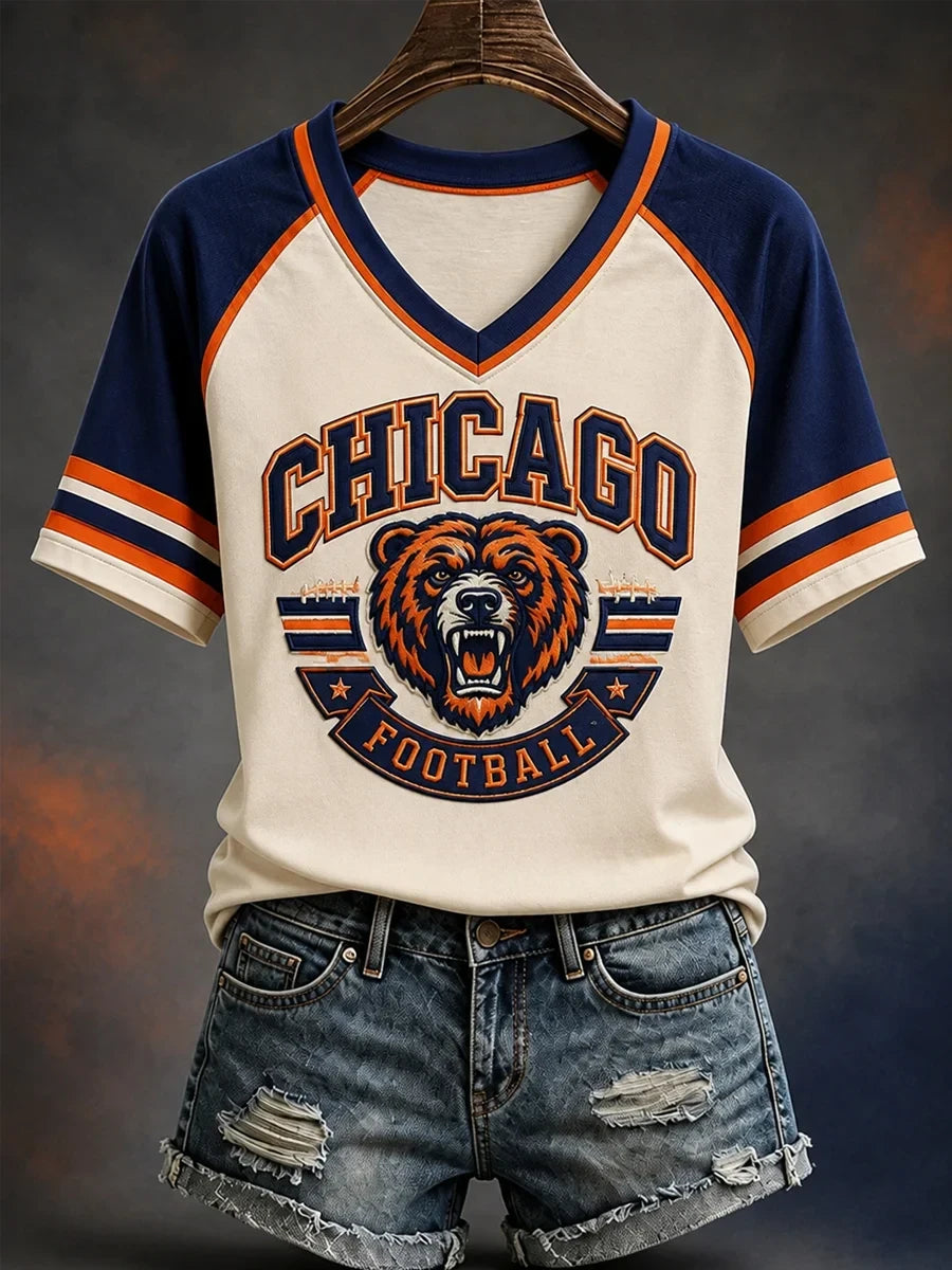Chicago Bears Football V-Neck Shirt Bears Down Merch Football Lovers Gifts - Foxy23shop