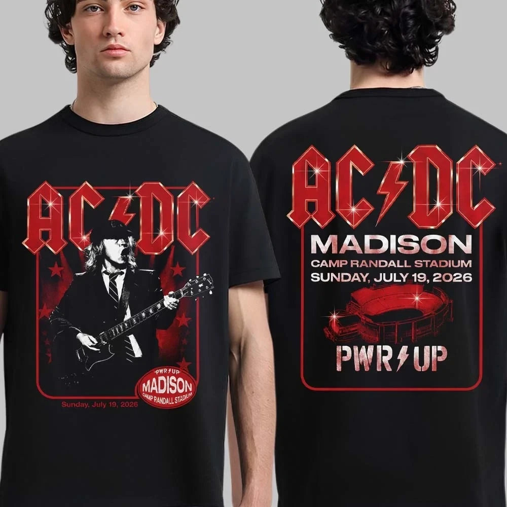 ACDC Merch PWR Up Tour Madison Wisconsin 2026 T-Shirt Great Gift For ACDC Fans - Foxy23shop