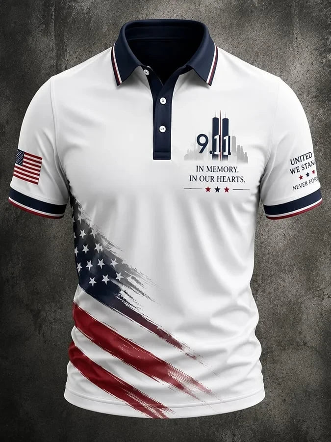 911 25Th Anniversary Never Forget Patriotic Polo Shirt 9 11 Clothing Tribute Gifts For Father - Foxy23shop