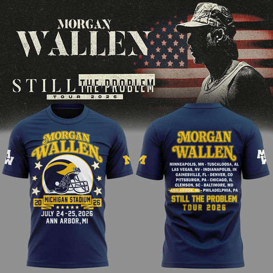 Morgan Wallen x Michigan Wolverines Still The Problem Tour 2026 T-Shirt Morgan Wallen Music Apparel - Foxy23shop
