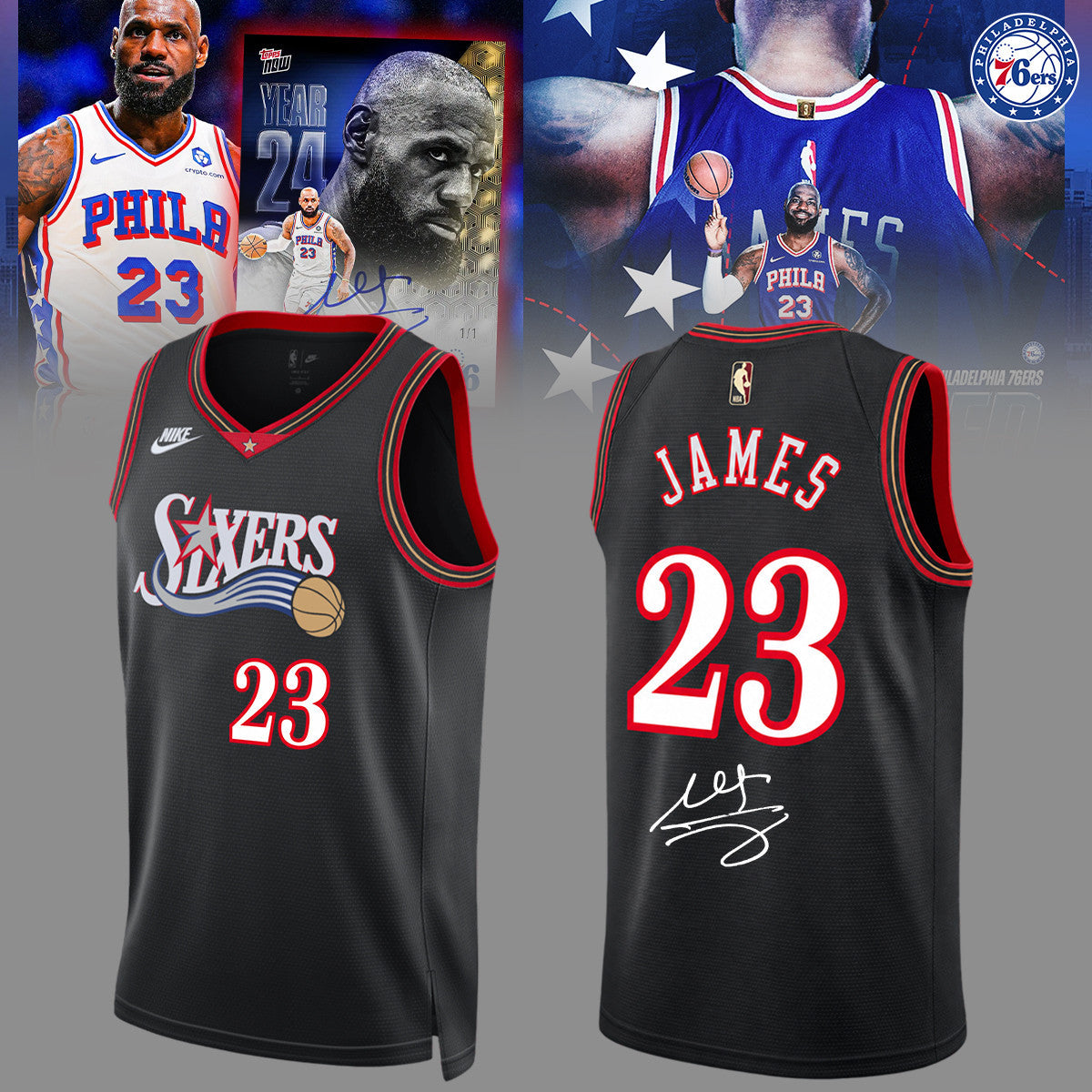 Philadelphia 76ers LeBron James Signature No 23 Jersey Philadelphia 76ers Clothing Fan Gears - Foxy23shop