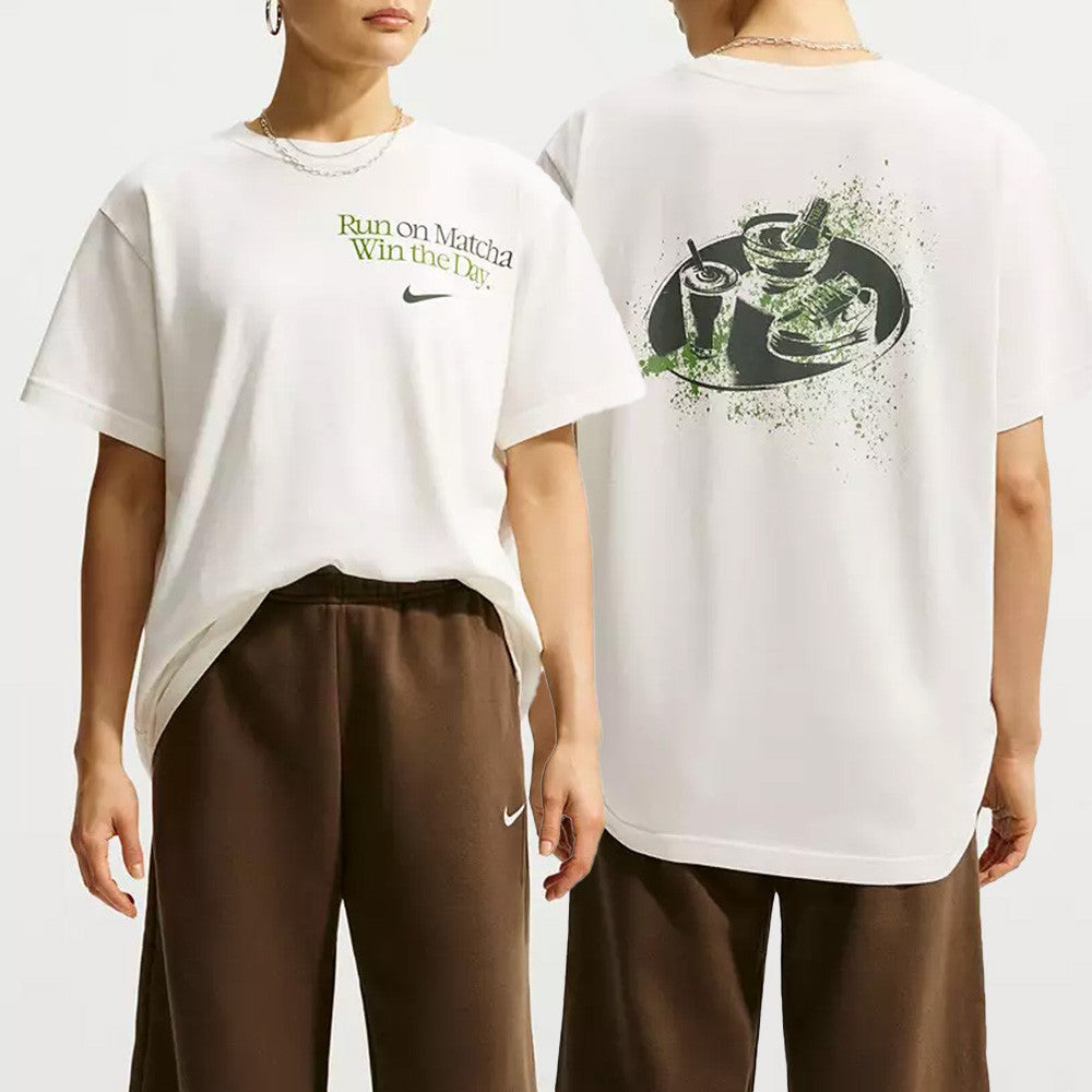 Run On Matcha With The Day T-Shirt Streetwear Apparel Best Gift For Sports Fans - Foxy23shop