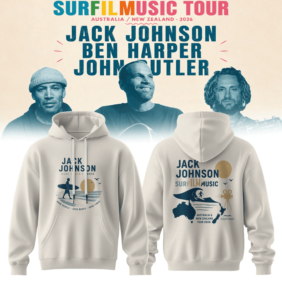 Jack Johnson Merch Surfilmusic Tour 2026 Hoodie Unique Gifts For Music Buffs - Foxy23shop