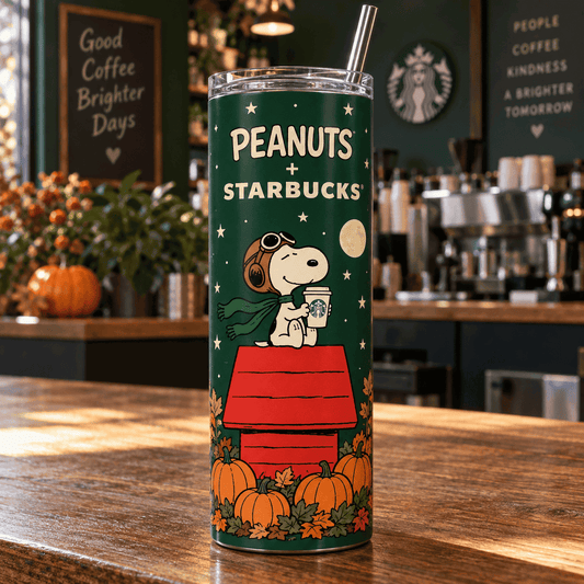 Starbucks Peanuts Merch 2026 Snoopy Pumpkin Spice Tumbler Snoopy Fall Tumbler Gift For Fan - Foxy23shop