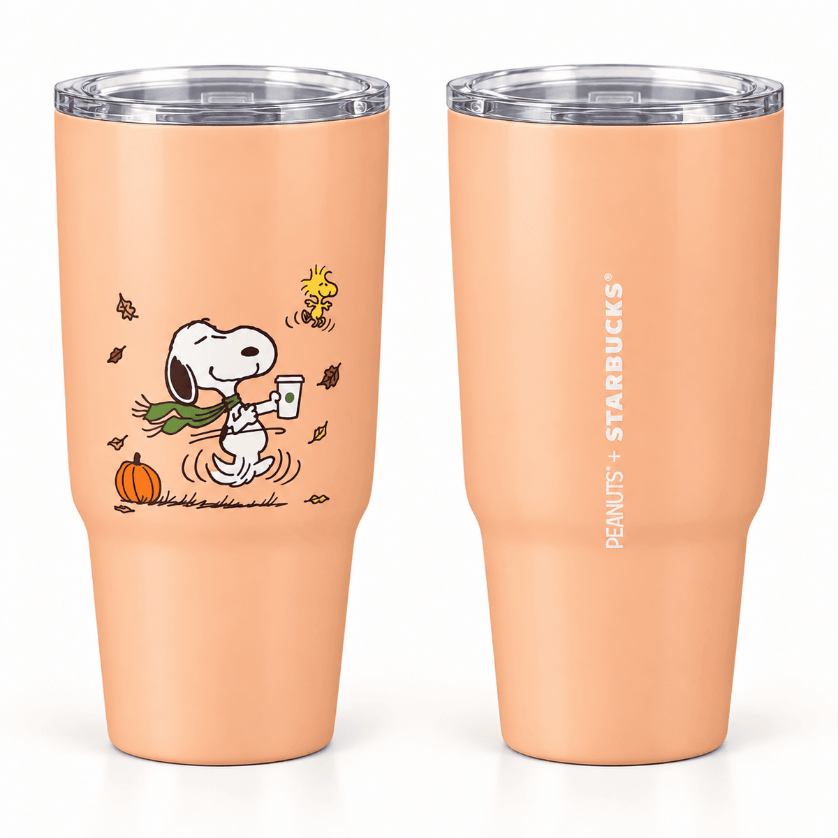 Starbucks X Peanuts Snoopy And Woodstock Pumpkin Art Tumbler Snoopy Merch Coffee Lover Gift - Foxy23shop