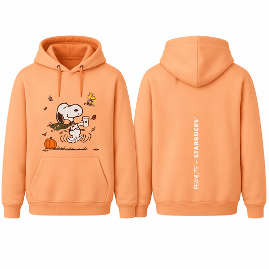 Starbucks X Peanuts Snoopy And Woodstock Pumpkin Hoodie Snoopy Fall Apparel Fan Gifts - Foxy23shop