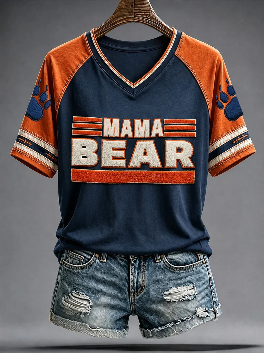 Chicago Bears Mama Bear V-Neck Shirt Chicago Bears Clothes Presents For Sister