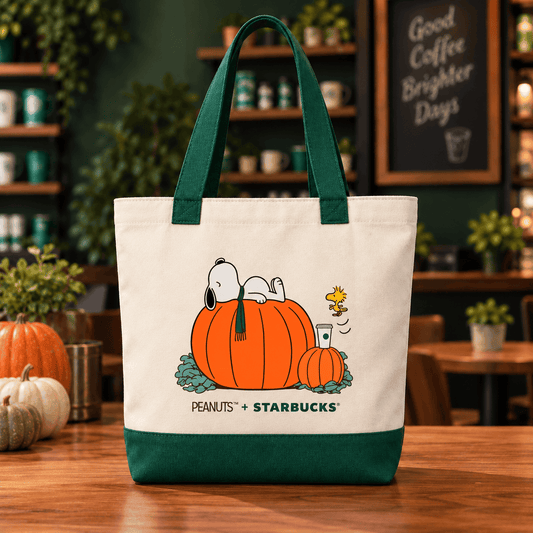 Starbucks Peanuts Merch 2026 Snoopy Pumpkin Spice Tote Bag Best Gifts For Snoopy Lovers - Foxy23shop